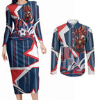 Personalised Sydney Roosters City Of Rugby Couples Matching Long Sleeve Bodycon Dress and Long Sleeve Button Shirt Sydney City Skyline Illustration Dynamic Sport Fan