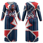 Personalised Sydney Roosters City Of Rugby Couples Matching Long Sleeve Bodycon Dress and Long Sleeve Button Shirt Sydney City Skyline Illustration Dynamic Sport Fan