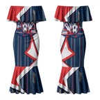 Personalised Sydney Roosters City Of Rugby Couples Matching Mermaid Dress and Hawaiian Shirt Sydney City Skyline Illustration Dynamic Sport Fan