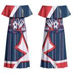 Personalised Sydney Roosters City Of Rugby Couples Matching Off Shoulder Maxi Dress and Hawaiian Shirt Sydney City Skyline Illustration Dynamic Sport Fan