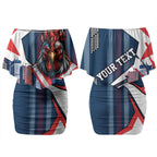Personalised Sydney Roosters City Of Rugby Couples Matching Off Shoulder Short Dress and Hawaiian Shirt Sydney City Skyline Illustration Dynamic Sport Fan
