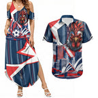 Personalised Sydney Roosters City Of Rugby Couples Matching Summer Maxi Dress and Hawaiian Shirt Sydney City Skyline Illustration Dynamic Sport Fan