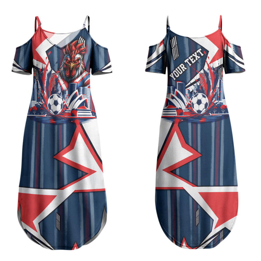 Personalised Sydney Roosters City Of Rugby Couples Matching Summer Maxi Dress and Hawaiian Shirt Sydney City Skyline Illustration Dynamic Sport Fan