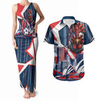 Personalised Sydney Roosters City Of Rugby Couples Matching Tank Maxi Dress and Hawaiian Shirt Sydney City Skyline Illustration Dynamic Sport Fan