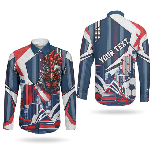 Personalised Sydney Roosters City Of Rugby Couples Matching Tank Maxi Dress and Long Sleeve Button Shirt Sydney City Skyline Illustration Dynamic Sport Fan