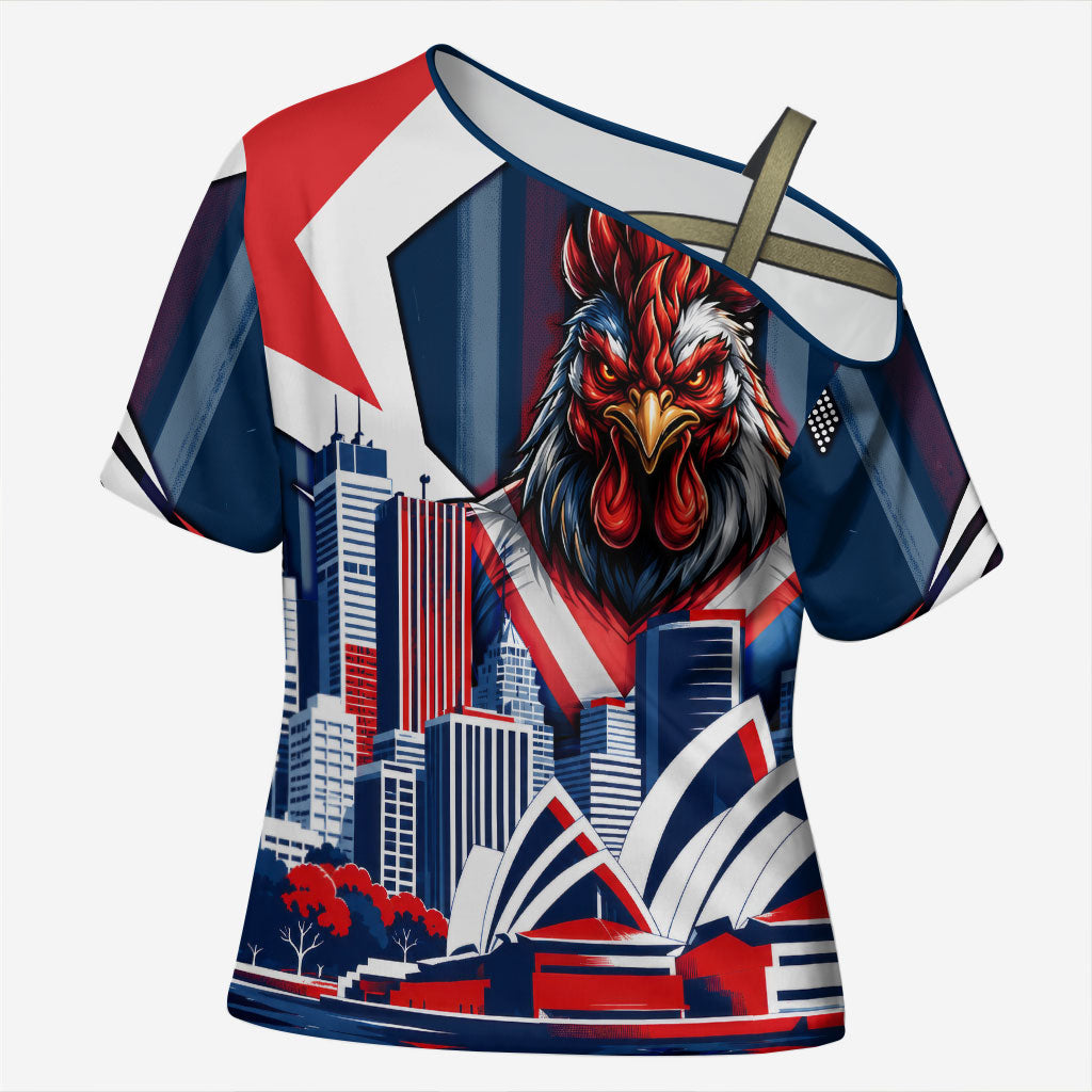 Personalised Sydney Roosters City Of Rugby Cross Shoulder Shirt Sydney City Skyline Illustration Dynamic Sport Fan