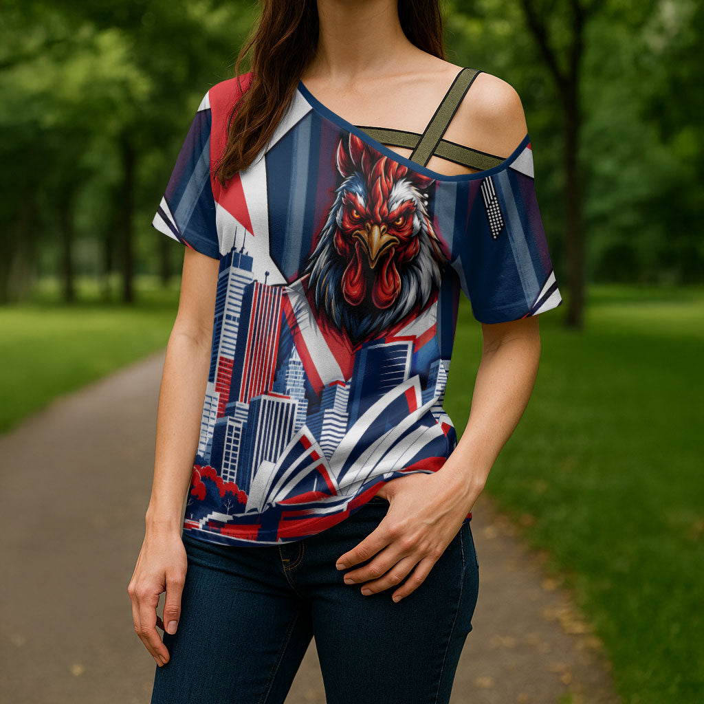 Personalised Sydney Roosters City Of Rugby Cross Shoulder Shirt Sydney City Skyline Illustration Dynamic Sport Fan