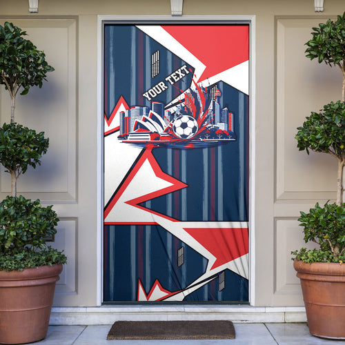 Personalised Sydney Roosters City Of Rugby Door Cover Sydney City Skyline Illustration Dynamic Sport Fan