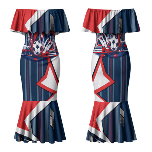 Personalised Sydney Roosters City Of Rugby Family Matching Mermaid Dress and Hawaiian Shirt Sydney City Skyline Illustration Dynamic Sport Fan