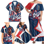 Personalised Sydney Roosters City Of Rugby Family Matching Off Shoulder Maxi Dress and Hawaiian Shirt Sydney City Skyline Illustration Dynamic Sport Fan