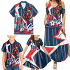 Personalised Sydney Roosters City Of Rugby Family Matching Summer Maxi Dress and Hawaiian Shirt Sydney City Skyline Illustration Dynamic Sport Fan