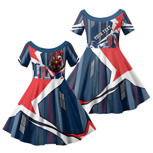 Personalised Sydney Roosters City Of Rugby Family Matching Summer Maxi Dress and Hawaiian Shirt Sydney City Skyline Illustration Dynamic Sport Fan