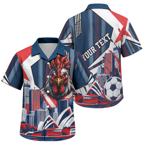 Personalised Sydney Roosters City Of Rugby Family Matching Summer Maxi Dress and Hawaiian Shirt Sydney City Skyline Illustration Dynamic Sport Fan