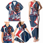 Personalised Sydney Roosters City Of Rugby Family Matching Tank Maxi Dress and Hawaiian Shirt Sydney City Skyline Illustration Dynamic Sport Fan