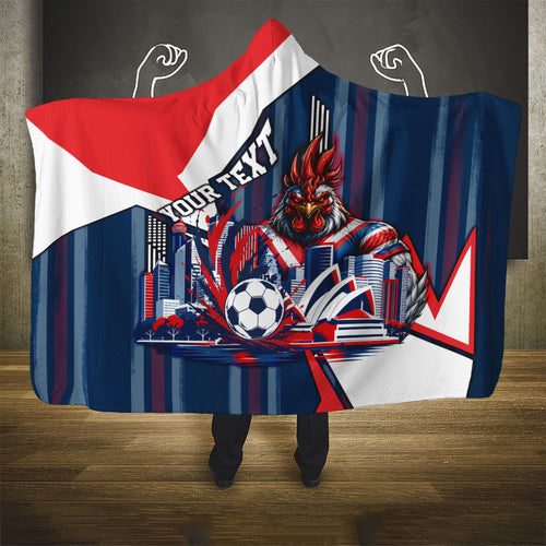 Personalised Sydney Roosters City Of Rugby Hooded Blanket Sydney City Skyline Illustration Dynamic Sport Fan