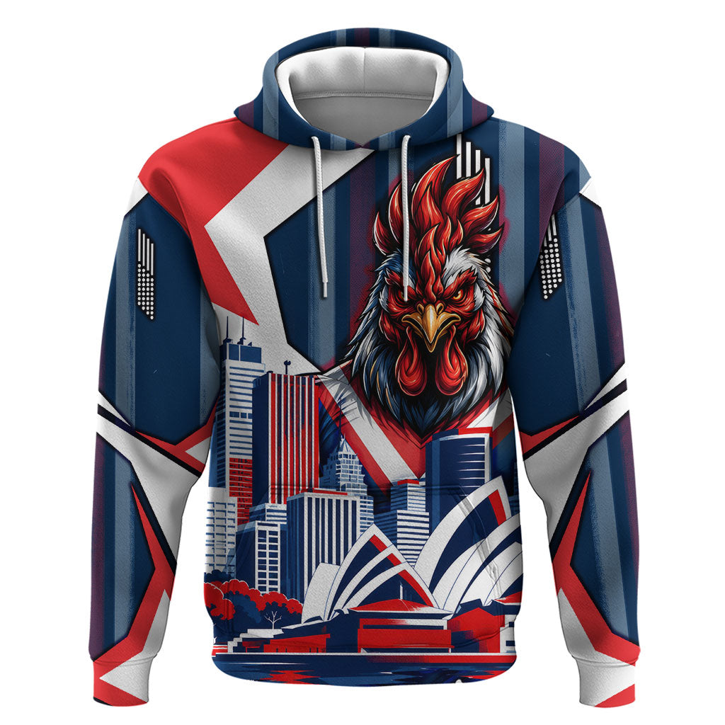 Personalised Sydney Roosters City Of Rugby Hoodie Sydney City Skyline Illustration Dynamic Sport Fan