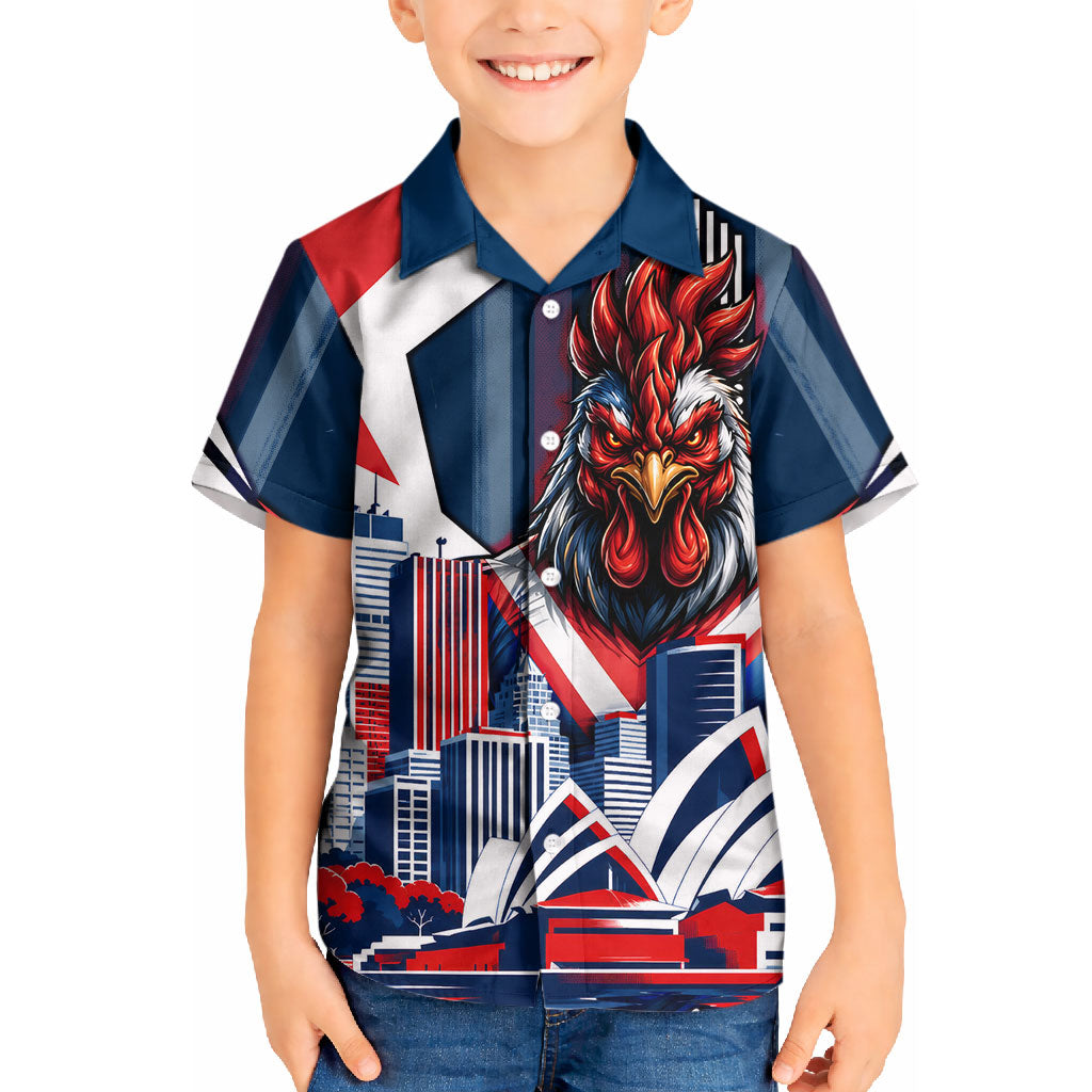 Personalised Sydney Roosters City Of Rugby Kid Hawaiian Shirt Sydney City Skyline Illustration Dynamic Sport Fan