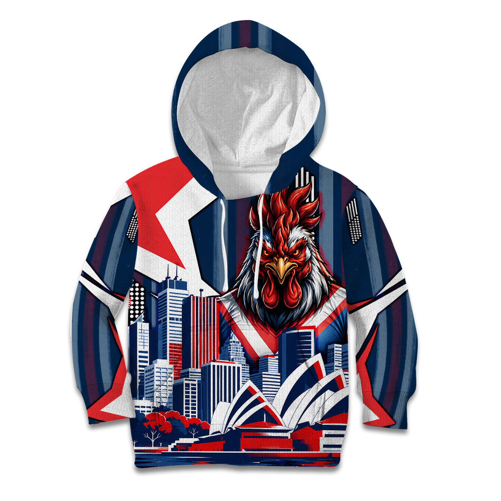 Personalised Sydney Roosters City Of Rugby Kid Hoodie Sydney City Skyline Illustration Dynamic Sport Fan