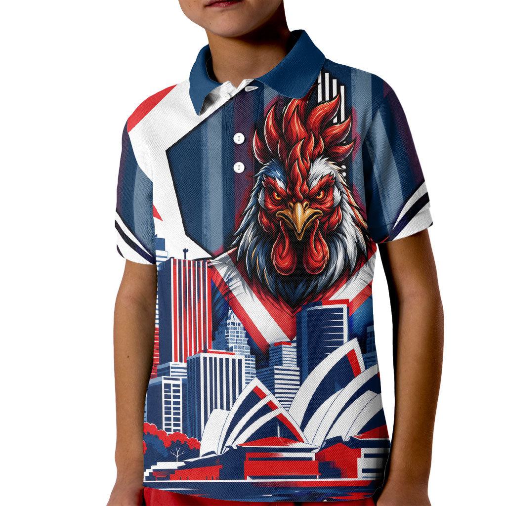 Personalised Sydney Roosters City Of Rugby Kid Polo Shirt Sydney City Skyline Illustration Dynamic Sport Fan