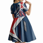 Personalised Sydney Roosters City Of Rugby Kid Short Sleeve Dress Sydney City Skyline Illustration Dynamic Sport Fan