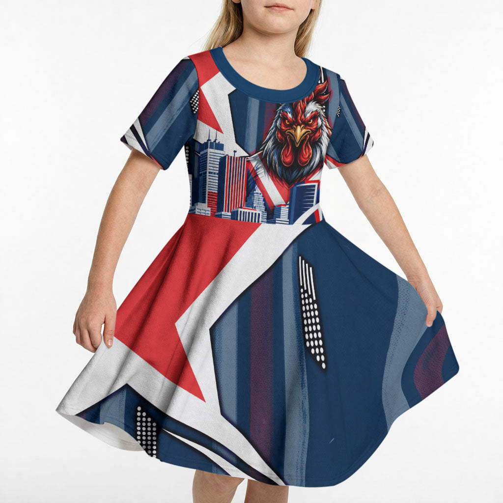 Personalised Sydney Roosters City Of Rugby Kid Short Sleeve Dress Sydney City Skyline Illustration Dynamic Sport Fan