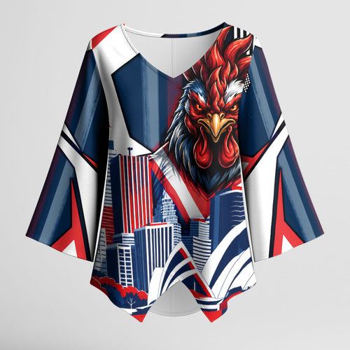 Personalised Sydney Roosters City Of Rugby Kimono Sleeve Blouse Sydney City Skyline Illustration Dynamic Sport Fan
