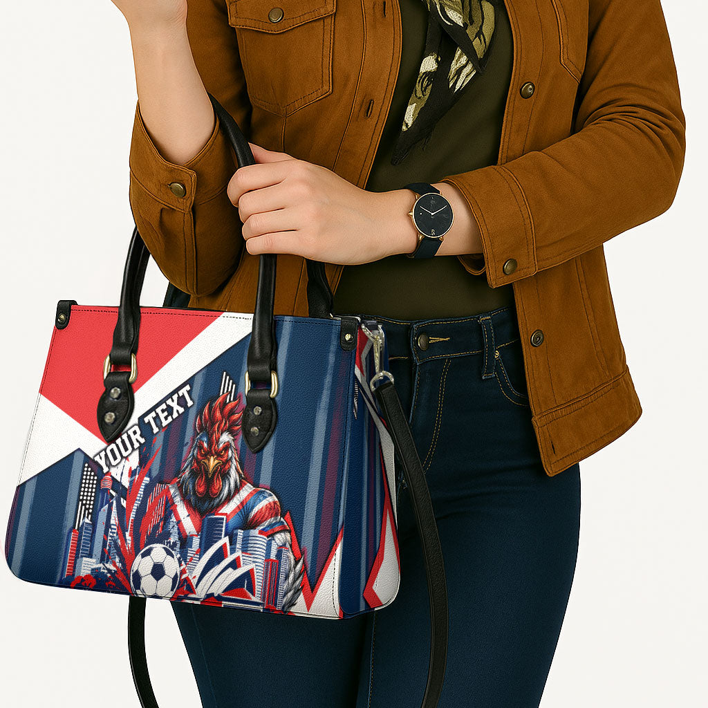 Personalised Sydney Roosters City Of Rugby Leather Bag Sydney City Skyline Illustration Dynamic Sport Fan