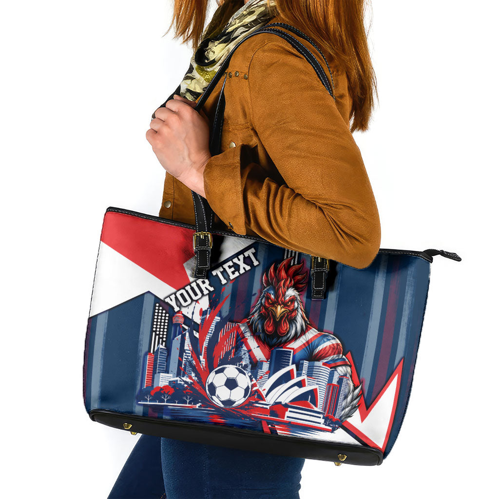 Personalised Sydney Roosters City Of Rugby Leather Tote Bag Sydney City Skyline Illustration Dynamic Sport Fan