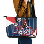 Personalised Sydney Roosters City Of Rugby Leather Tote Bag Sydney City Skyline Illustration Dynamic Sport Fan