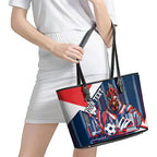 Personalised Sydney Roosters City Of Rugby Leather Tote Bag Sydney City Skyline Illustration Dynamic Sport Fan