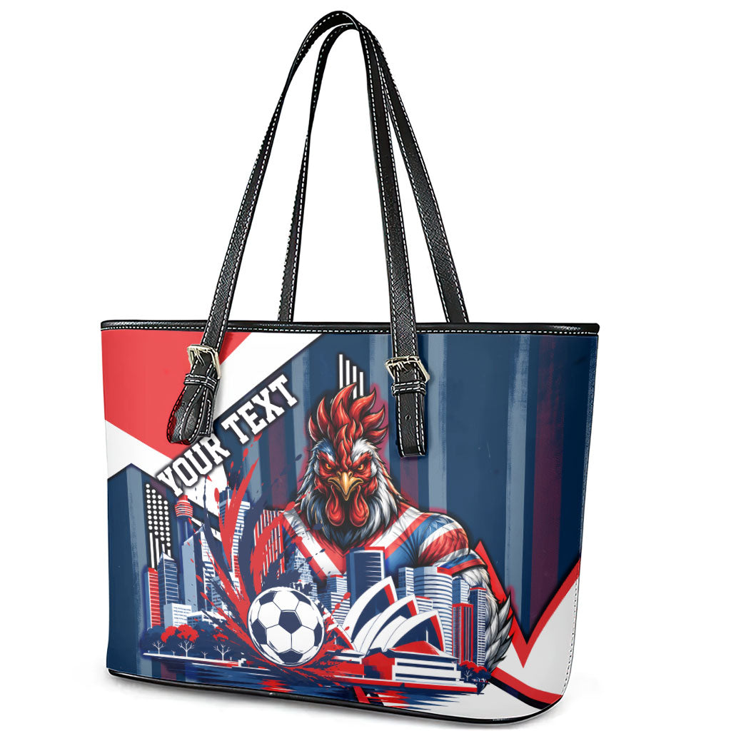 Personalised Sydney Roosters City Of Rugby Leather Tote Bag Sydney City Skyline Illustration Dynamic Sport Fan