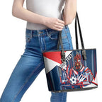 Personalised Sydney Roosters City Of Rugby Leather Tote Bag Sydney City Skyline Illustration Dynamic Sport Fan