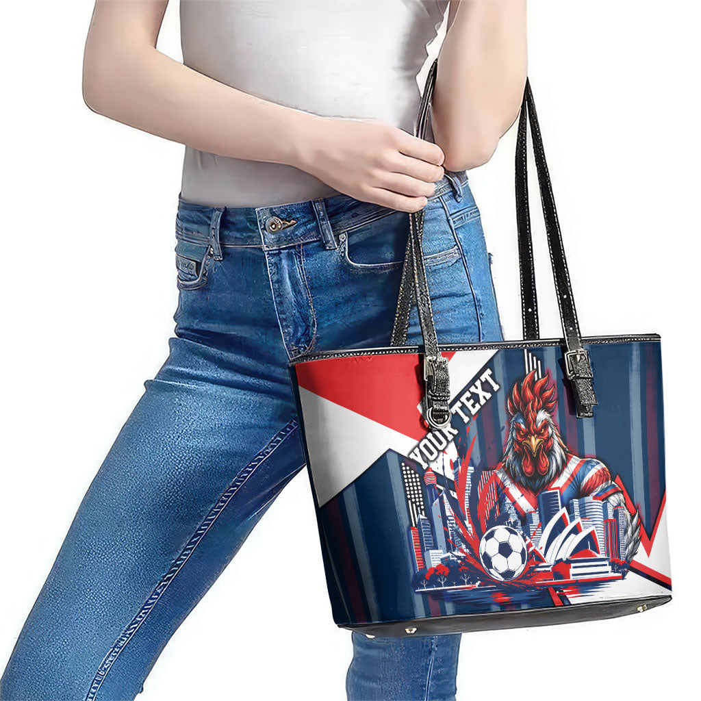 Personalised Sydney Roosters City Of Rugby Leather Tote Bag Sydney City Skyline Illustration Dynamic Sport Fan