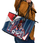 Personalised Sydney Roosters City Of Rugby Leather Tote Bag Sydney City Skyline Illustration Dynamic Sport Fan