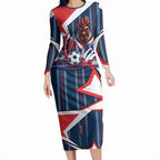 Personalised Sydney Roosters City Of Rugby Long Sleeve Bodycon Dress Sydney City Skyline Illustration Dynamic Sport Fan