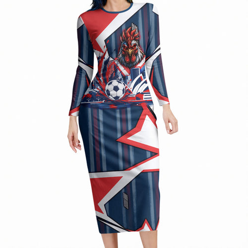 Personalised Sydney Roosters City Of Rugby Long Sleeve Bodycon Dress Sydney City Skyline Illustration Dynamic Sport Fan