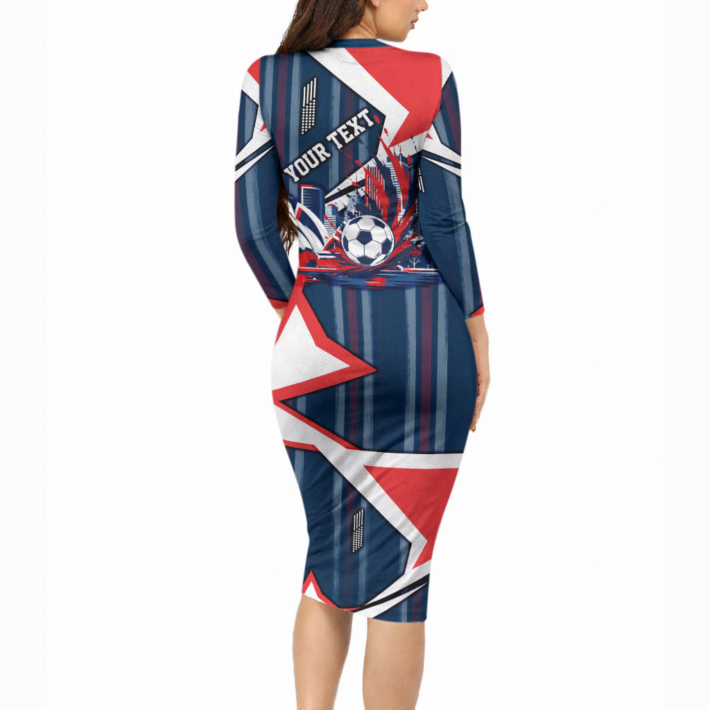 Personalised Sydney Roosters City Of Rugby Long Sleeve Bodycon Dress Sydney City Skyline Illustration Dynamic Sport Fan