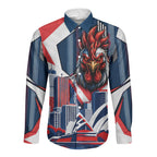 Personalised Sydney Roosters City Of Rugby Long Sleeve Button Shirt Sydney City Skyline Illustration Dynamic Sport Fan