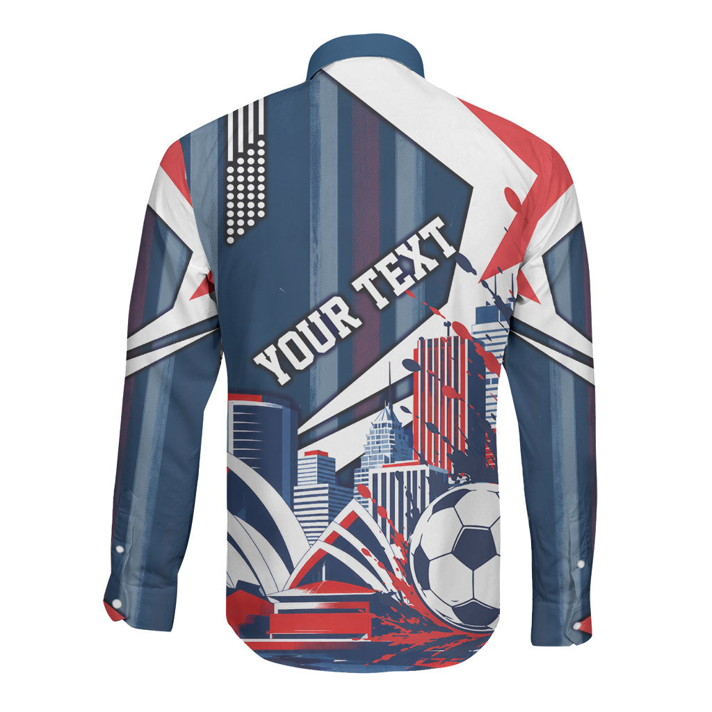 Personalised Sydney Roosters City Of Rugby Long Sleeve Button Shirt Sydney City Skyline Illustration Dynamic Sport Fan