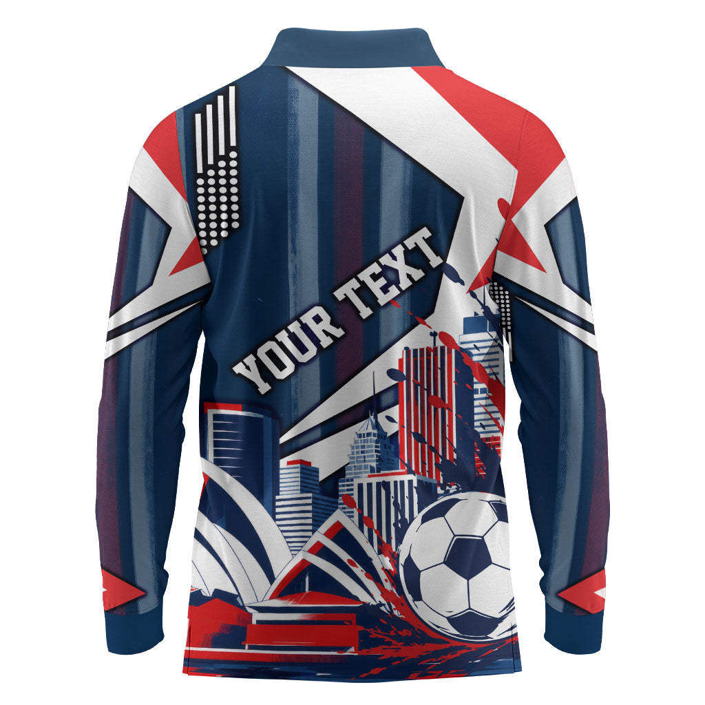 Personalised Sydney Roosters City Of Rugby Long Sleeve Polo Shirt Sydney City Skyline Illustration Dynamic Sport Fan