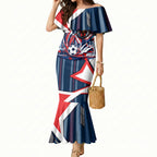 Personalised Sydney Roosters City Of Rugby Mermaid Dress Sydney City Skyline Illustration Dynamic Sport Fan