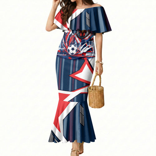 Personalised Sydney Roosters City Of Rugby Mermaid Dress Sydney City Skyline Illustration Dynamic Sport Fan