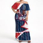 Personalised Sydney Roosters City Of Rugby Off Shoulder Maxi Dress Sydney City Skyline Illustration Dynamic Sport Fan
