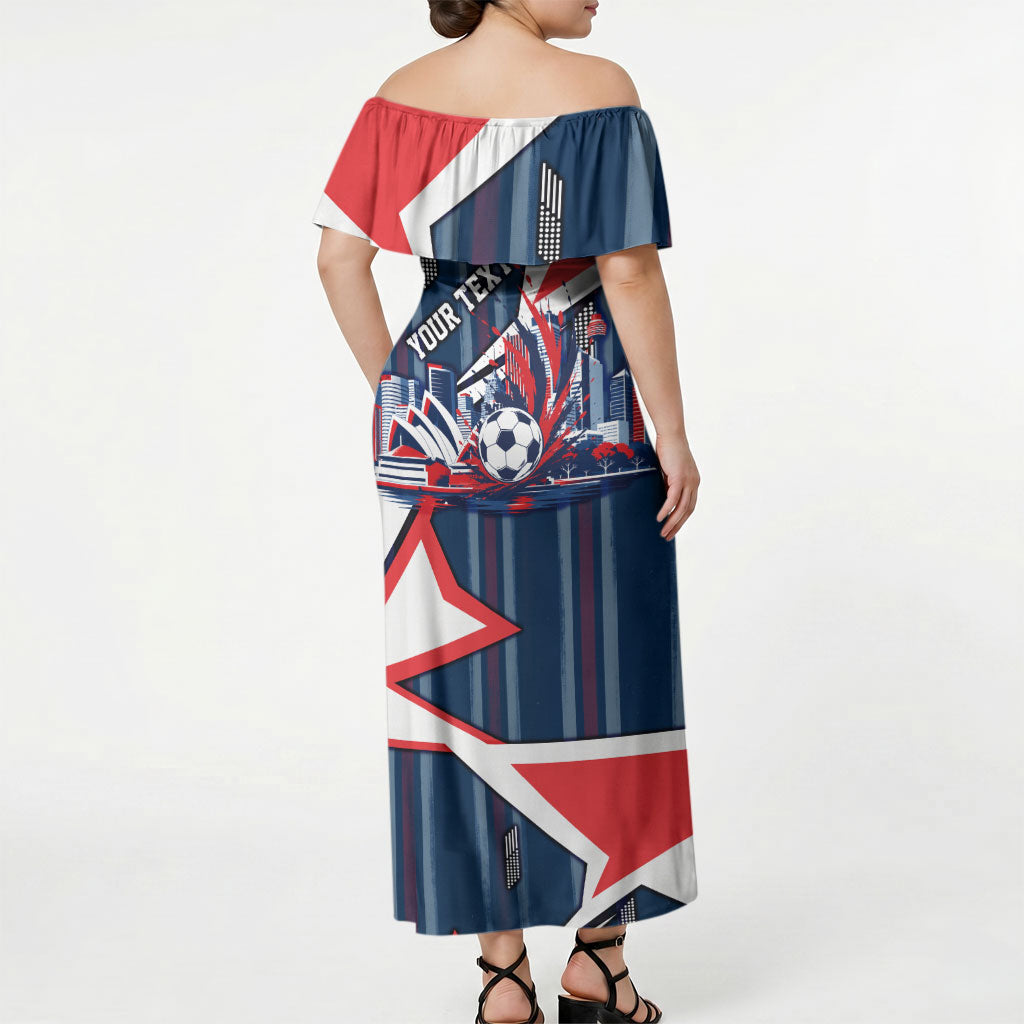 Personalised Sydney Roosters City Of Rugby Off Shoulder Maxi Dress Sydney City Skyline Illustration Dynamic Sport Fan