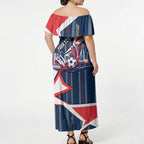 Personalised Sydney Roosters City Of Rugby Off Shoulder Maxi Dress Sydney City Skyline Illustration Dynamic Sport Fan