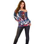 Personalised Sydney Roosters City Of Rugby Off Shoulder Sweater Sydney City Skyline Illustration Dynamic Sport Fan