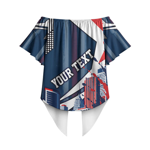 Personalised Sydney Roosters City Of Rugby Off Shoulder Wrap Waist Top Sydney City Skyline Illustration Dynamic Sport Fan