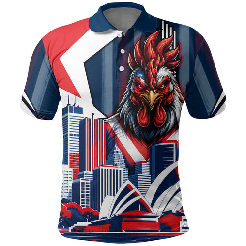 Personalised Sydney Roosters City Of Rugby Polo Shirt Sydney City Skyline Illustration Dynamic Sport Fan