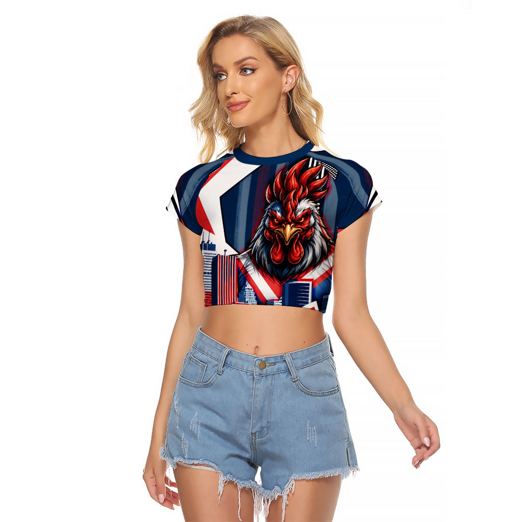 Personalised Sydney Roosters City Of Rugby Raglan Cropped T Shirt Sydney City Skyline Illustration Dynamic Sport Fan