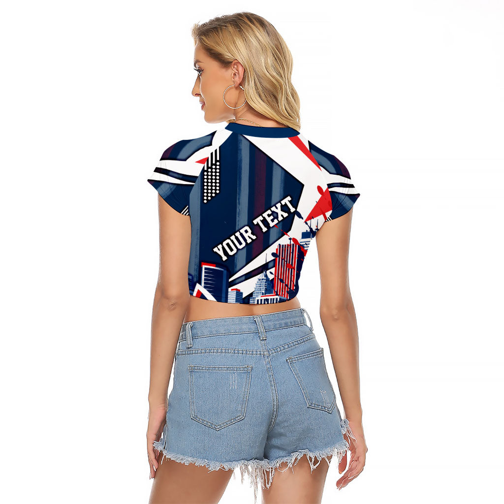 Personalised Sydney Roosters City Of Rugby Raglan Cropped T Shirt Sydney City Skyline Illustration Dynamic Sport Fan